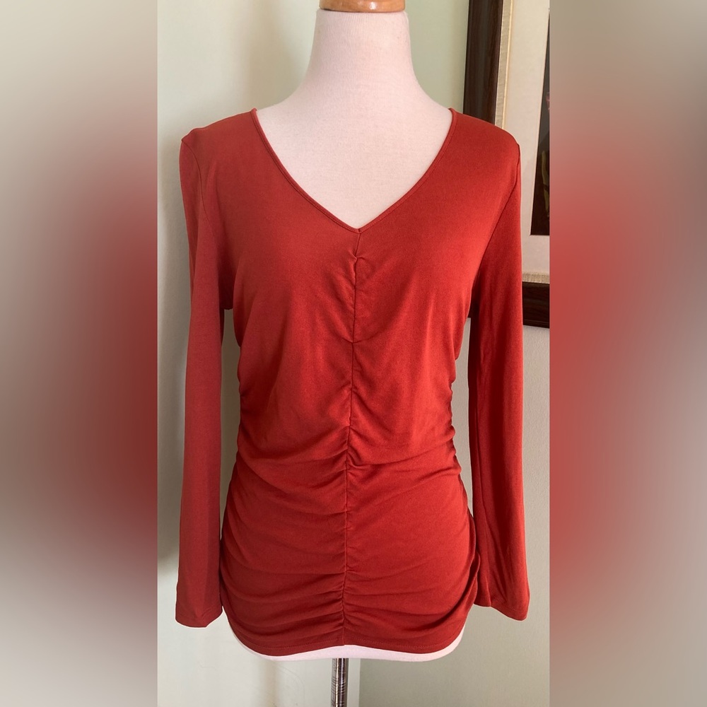 Classiques Entier Ruched long Sleeve V neck Top size M